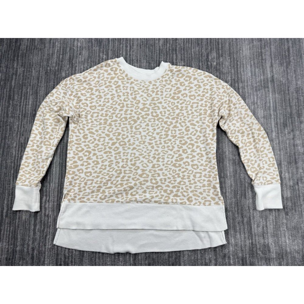 Time and Tru Women's Crewneck Sweatshirt Tan Leopard Print Small 4-6